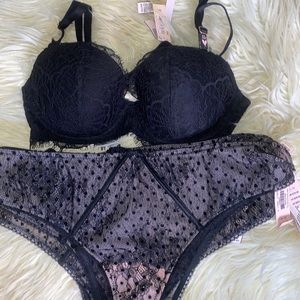 Brand New Black Victoria Secret Bra & Panties Set